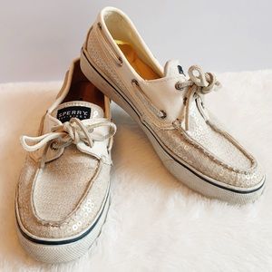 Sperry | Top-Sider | White Sequin Boat Shoe | 7.5